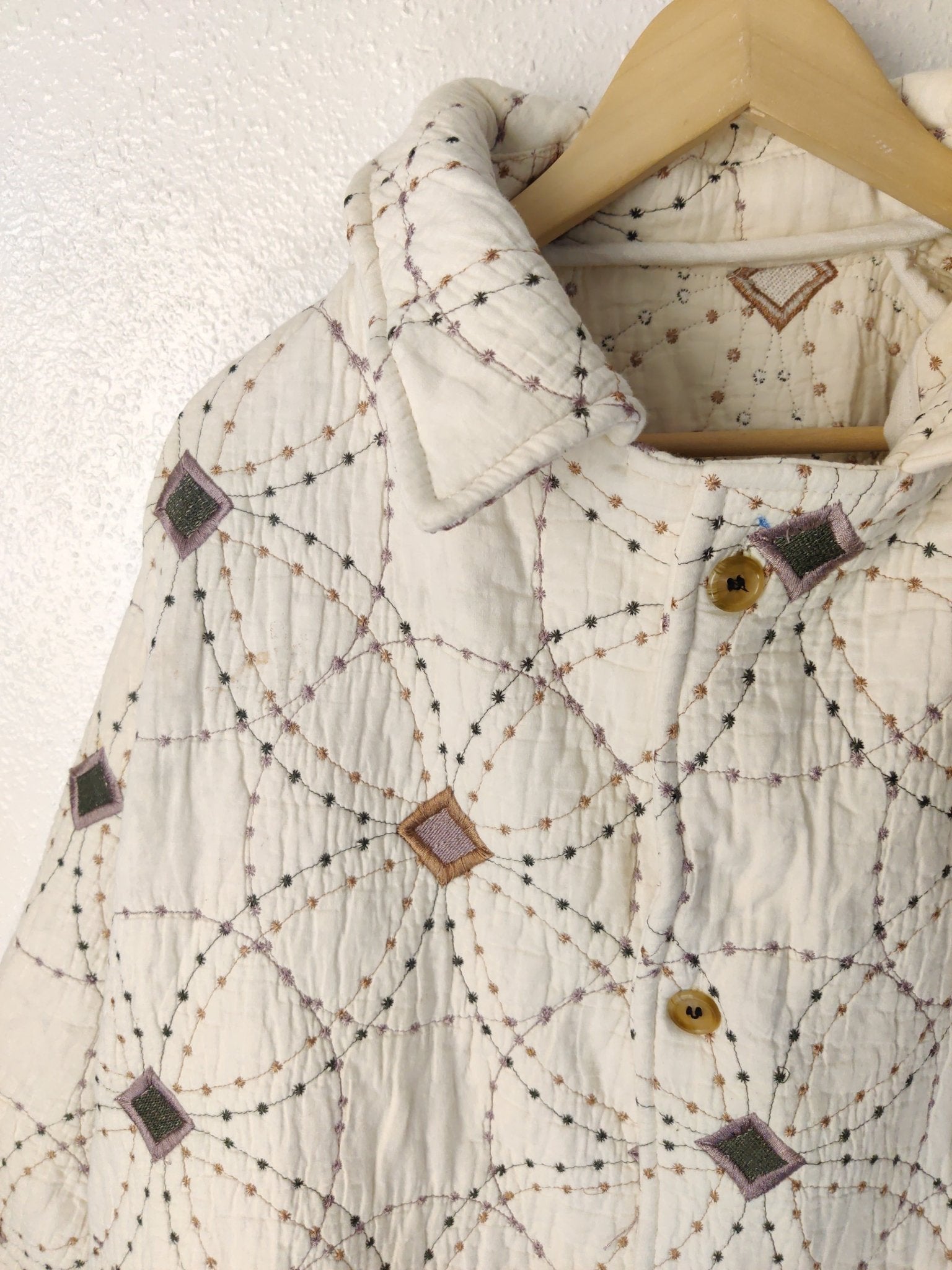 Upcycled Quilted Trench Jacket - The Hellebore Shop