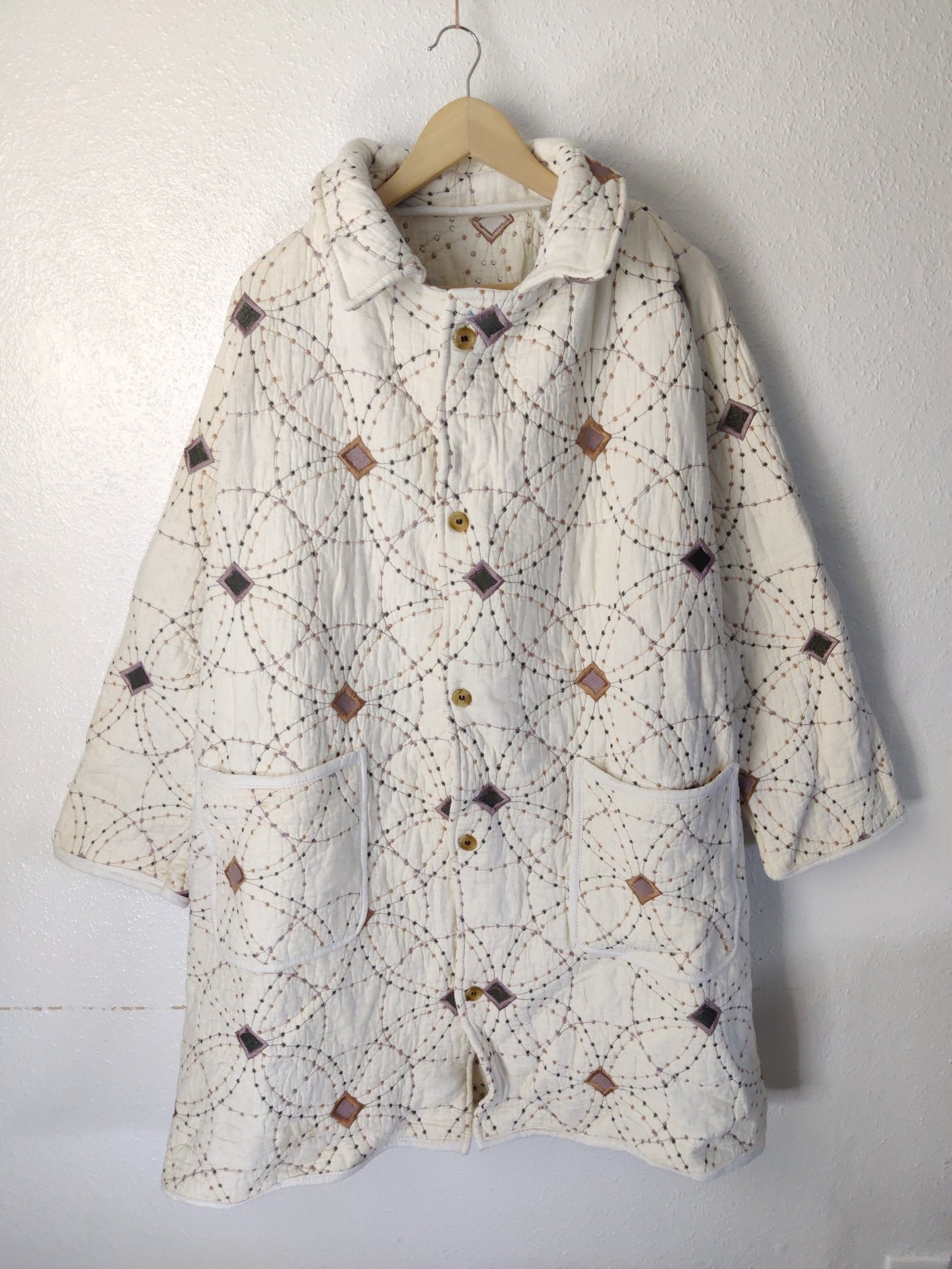 Upcycled Quilted Trench Jacket - The Hellebore Shop