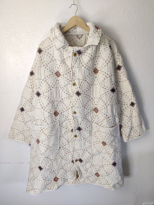 Upcycled Quilted Trench Jacket - The Hellebore Shop