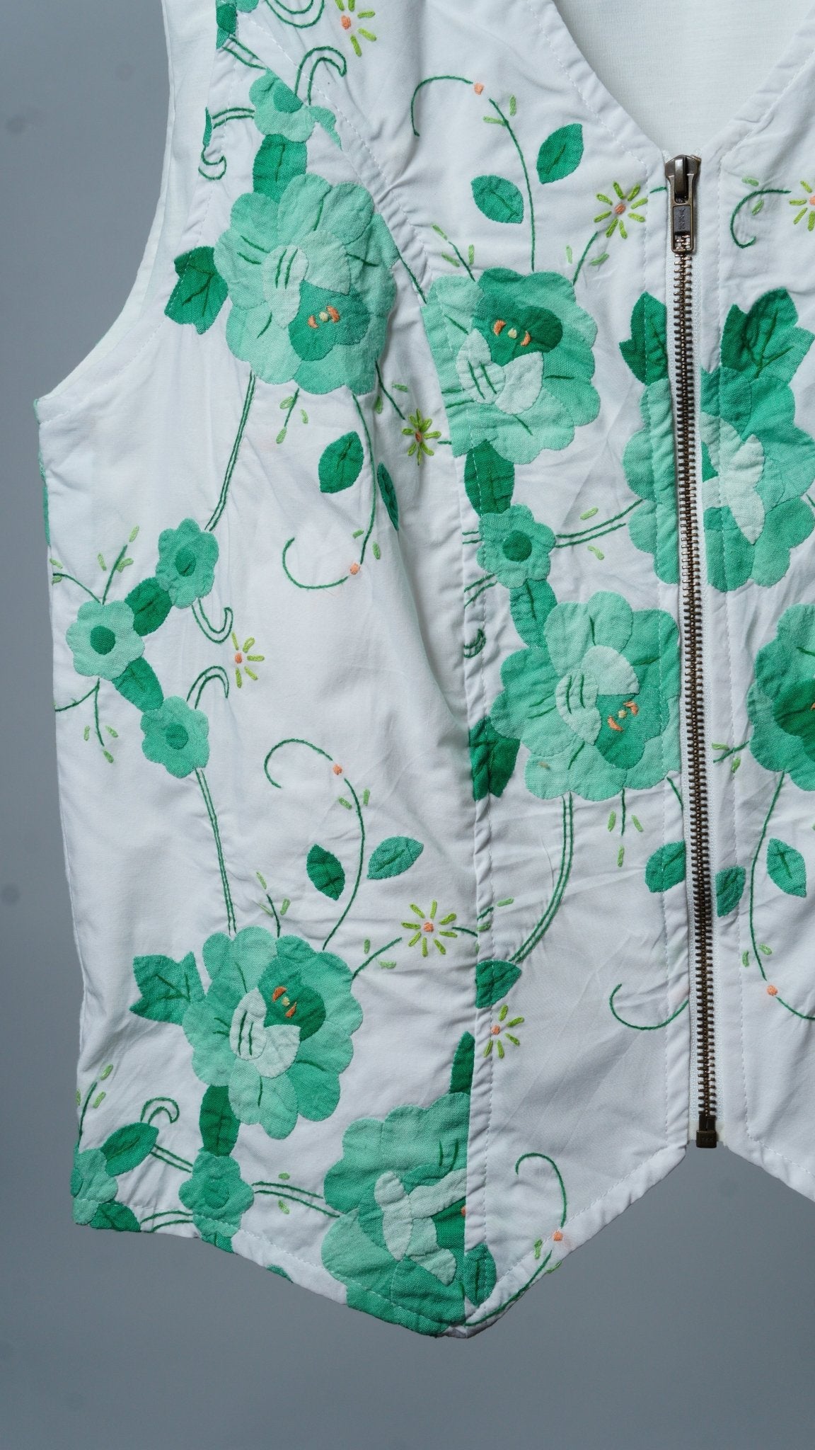Upcycled Tablecloth Vest Size L - The Hellebore Shop