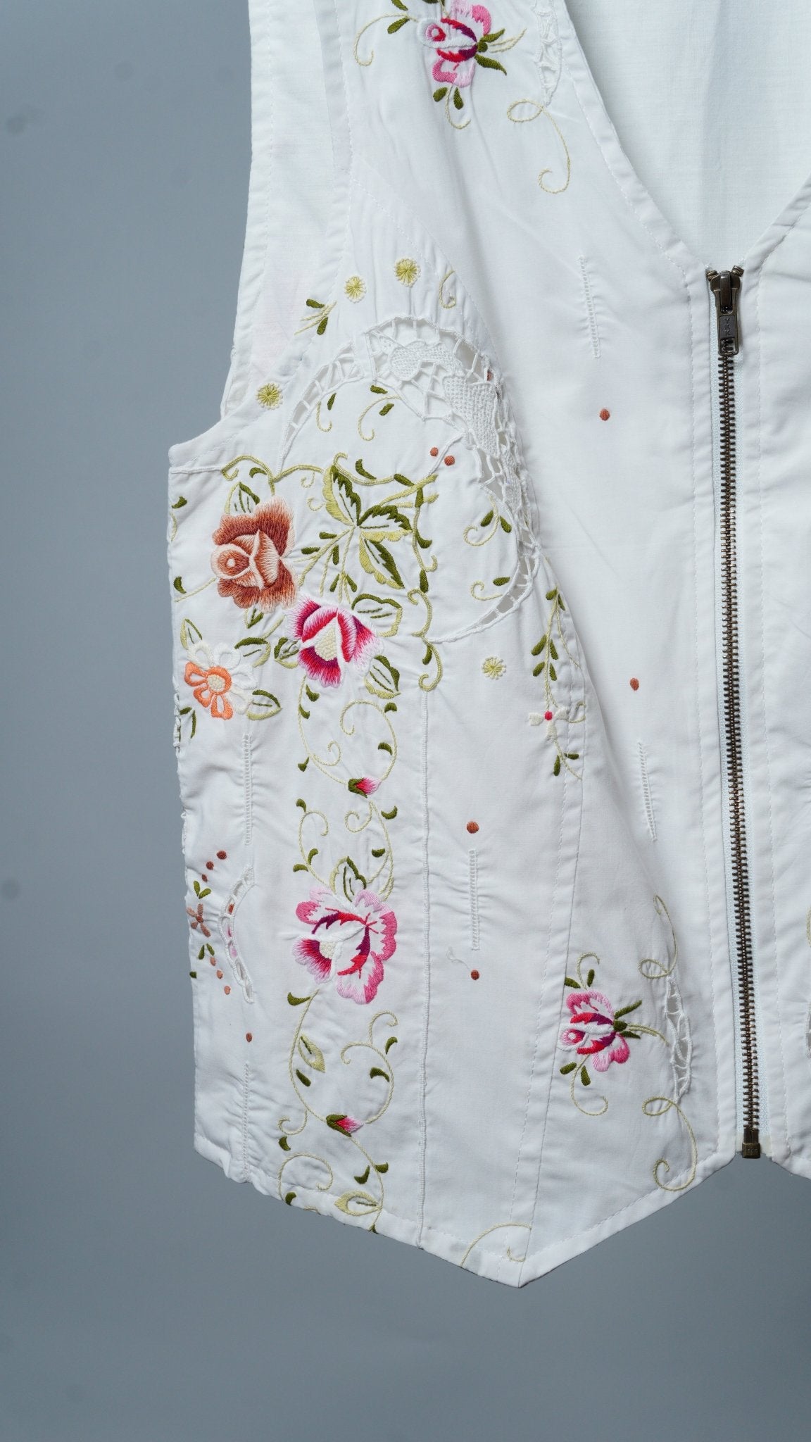 Upcycled Tablecloth Vest Size L - The Hellebore Shop