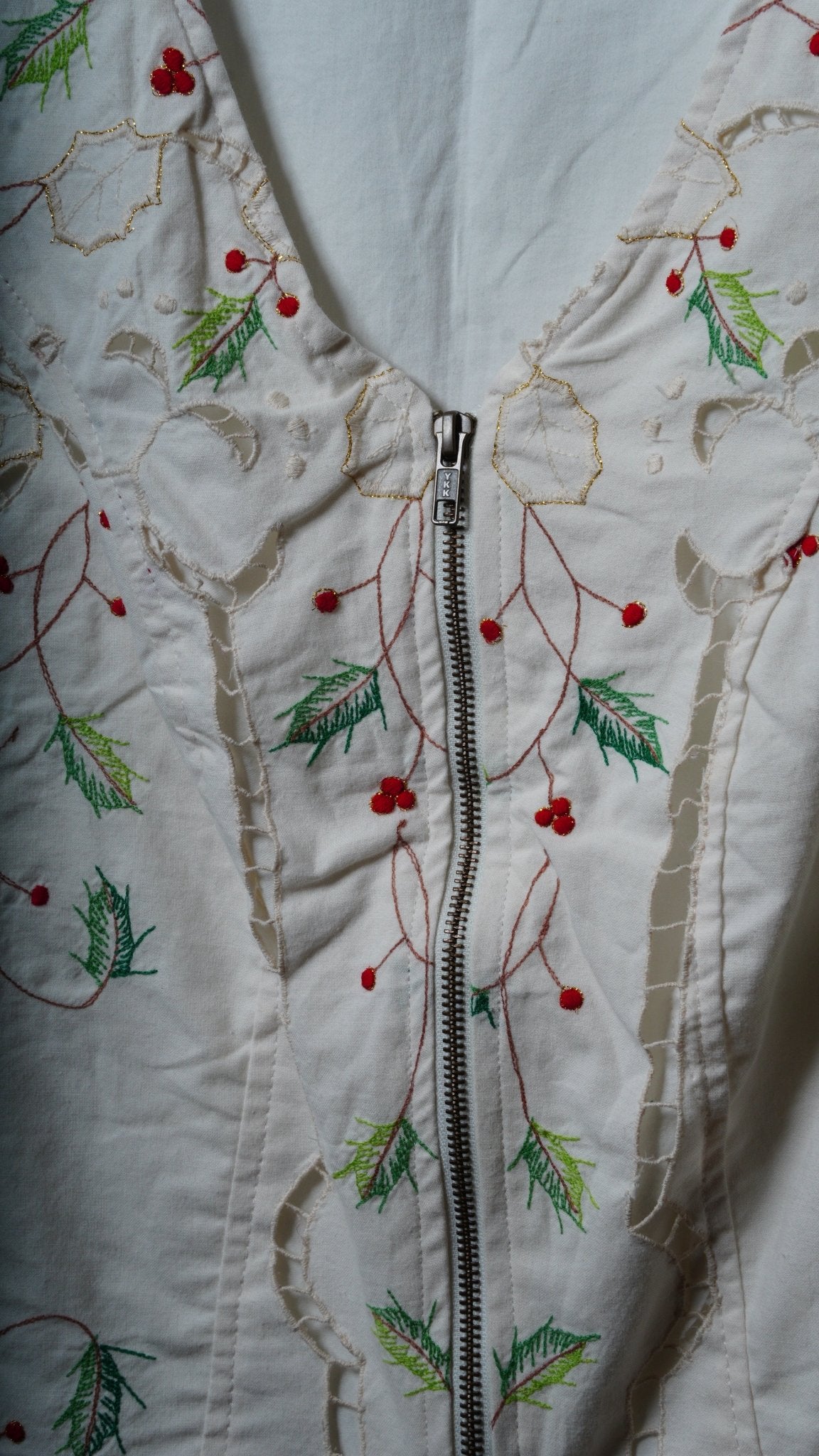 Upcycled Tablecloth Vest Size L - The Hellebore Shop