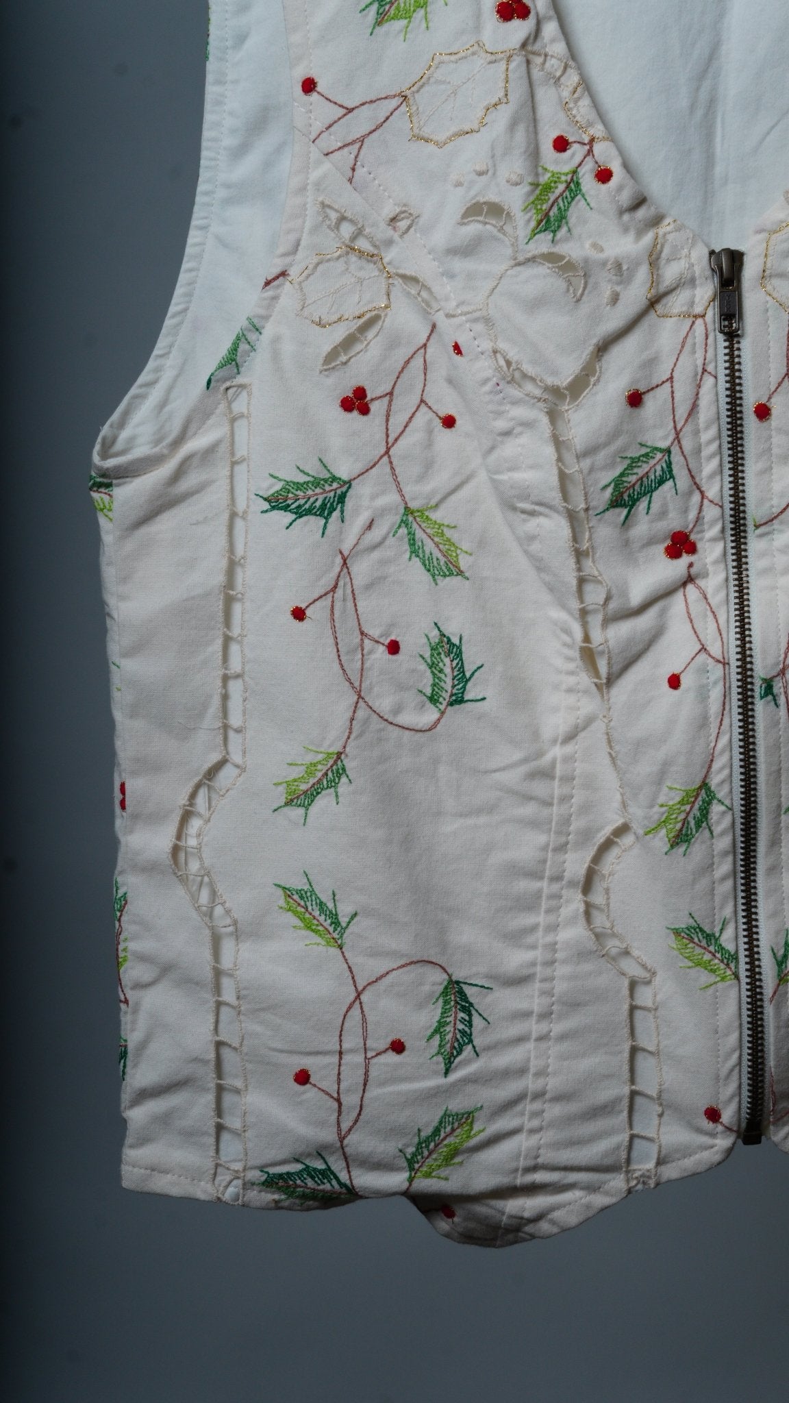 Upcycled Tablecloth Vest Size L - The Hellebore Shop