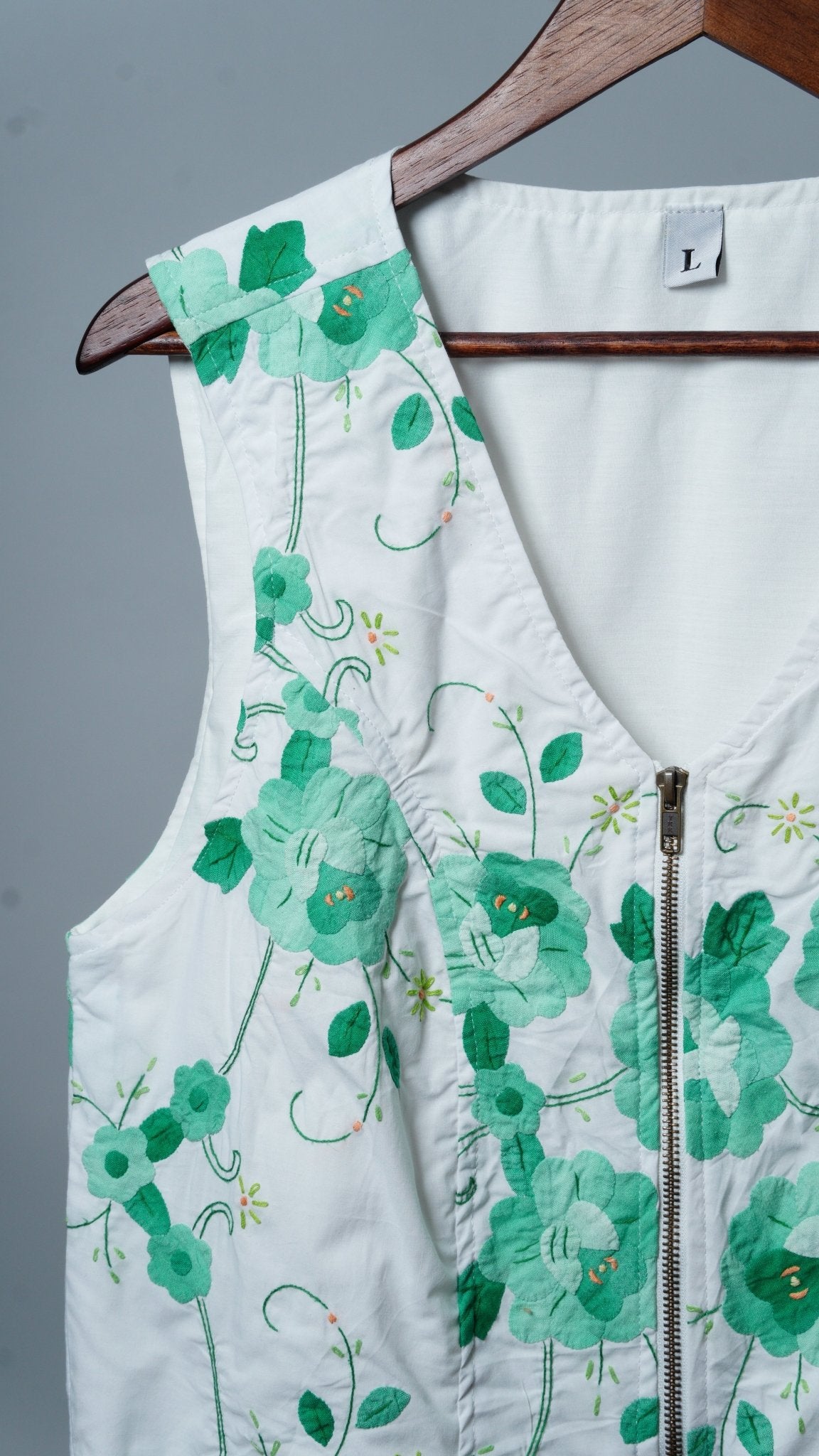 Upcycled Tablecloth Vest Size L - The Hellebore Shop
