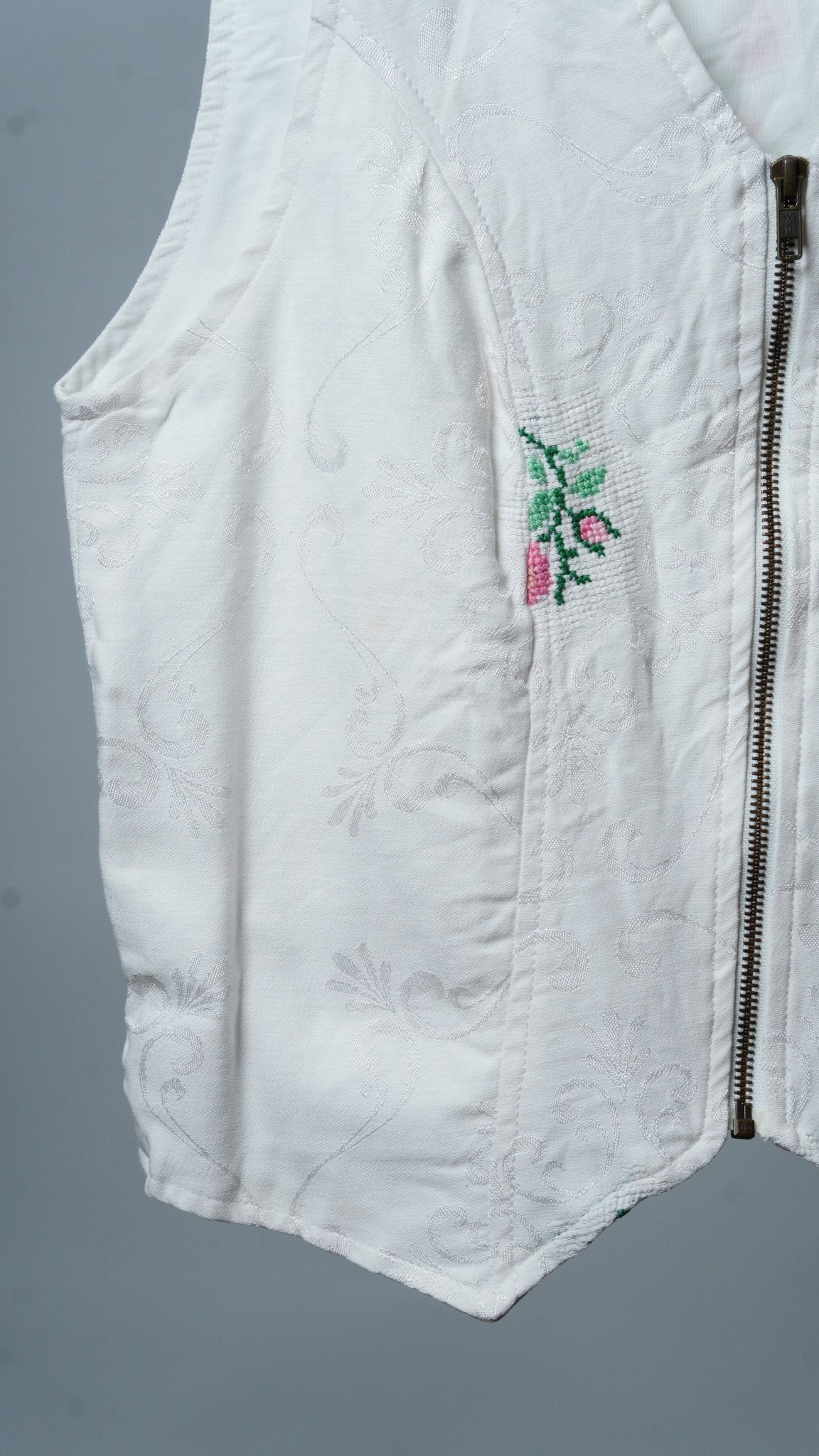 Upcycled Tablecloth Vest Size M - The Hellebore Shop