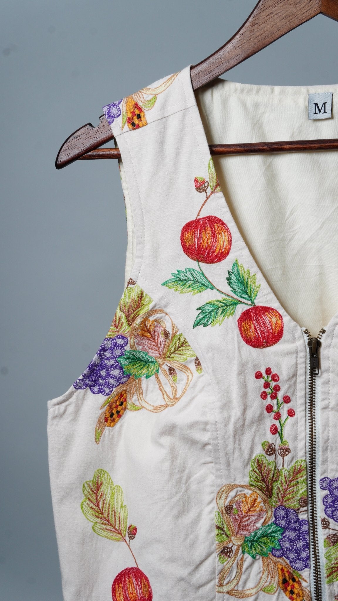 Upcycled Tablecloth Vest Size M - The Hellebore Shop
