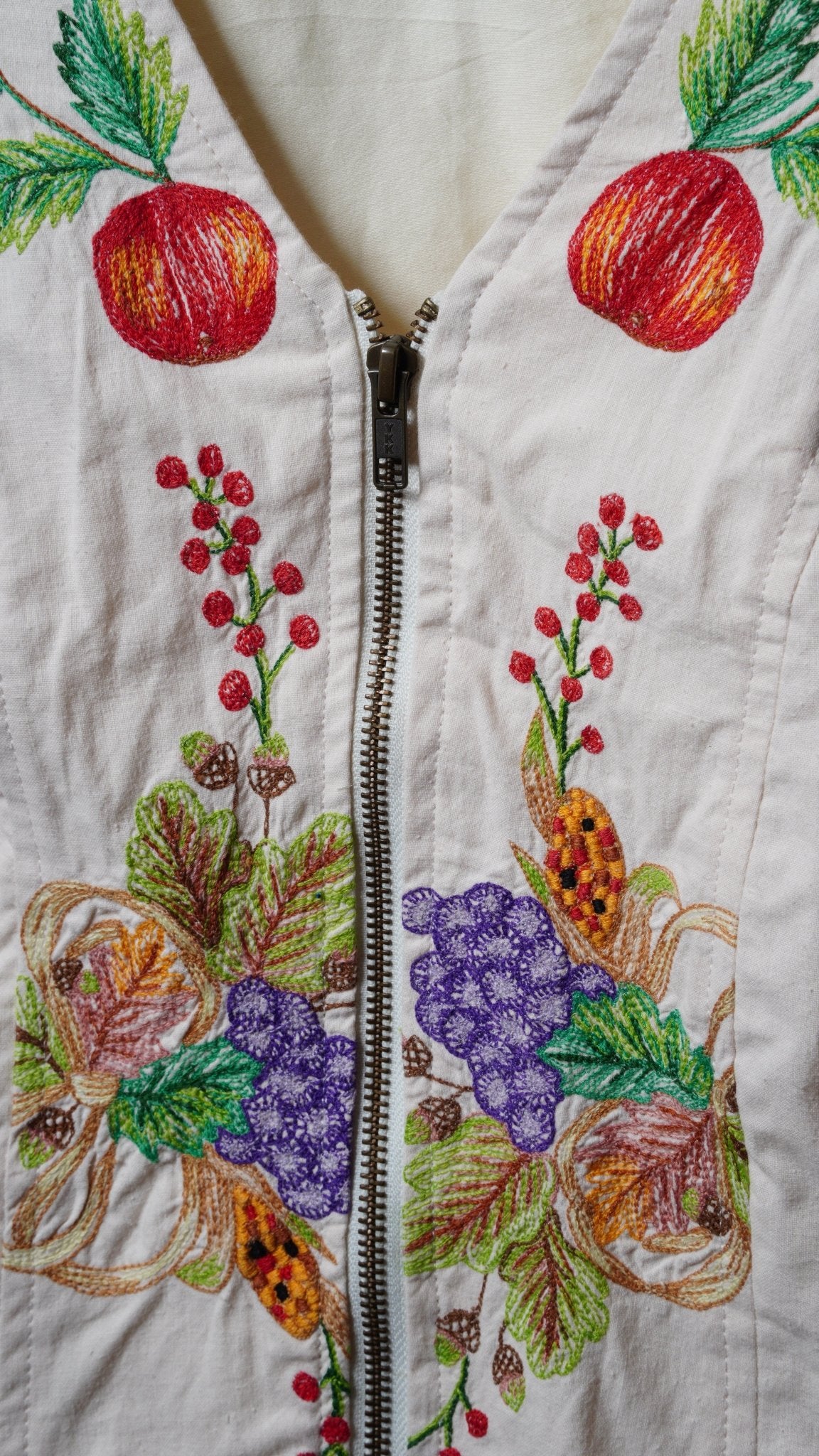 Upcycled Tablecloth Vest Size M - The Hellebore Shop