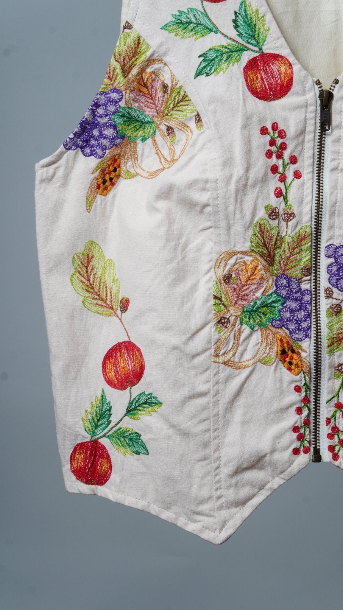 Upcycled Tablecloth Vest Size M - The Hellebore Shop