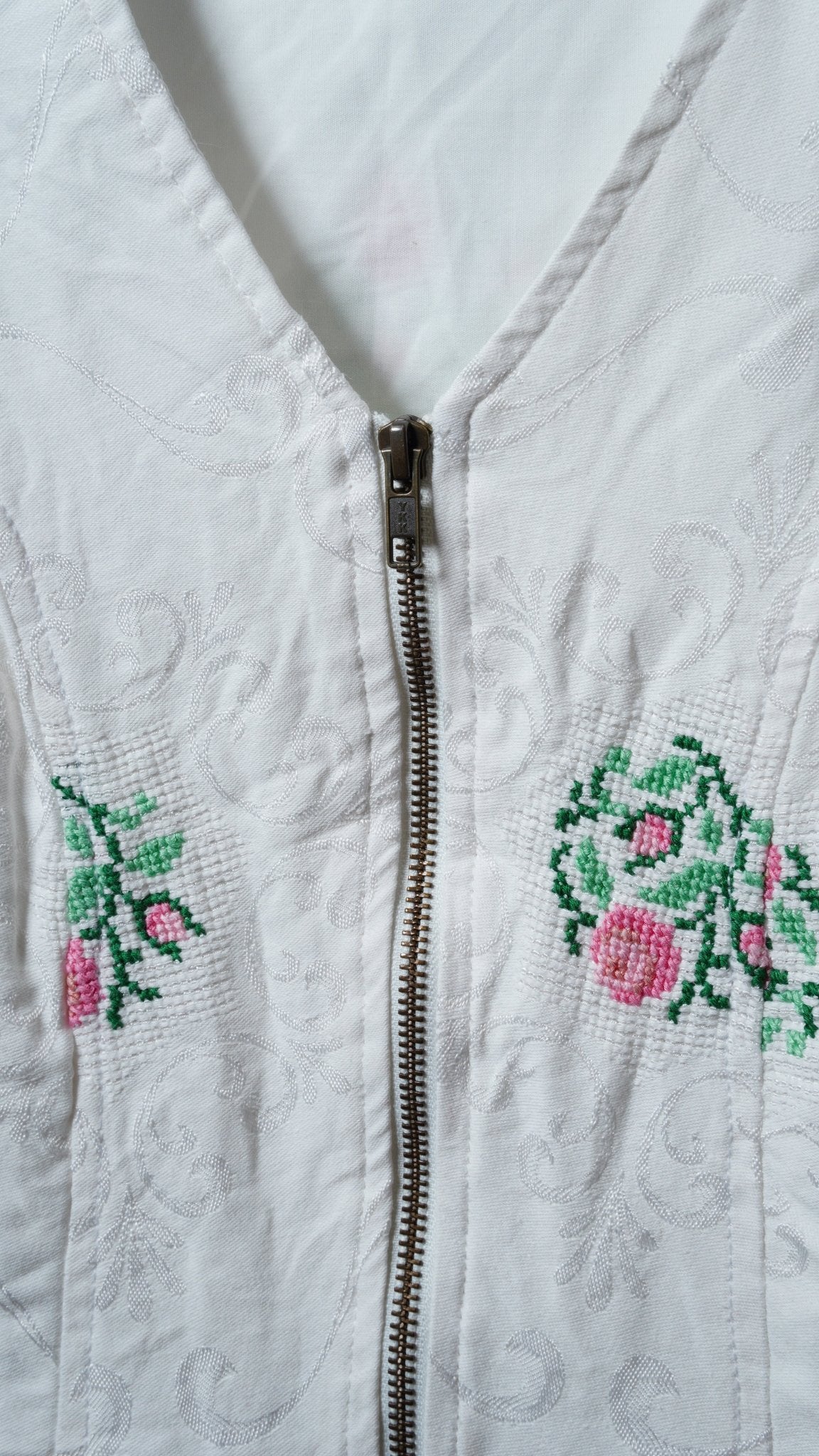 Upcycled Tablecloth Vest Size M - The Hellebore Shop