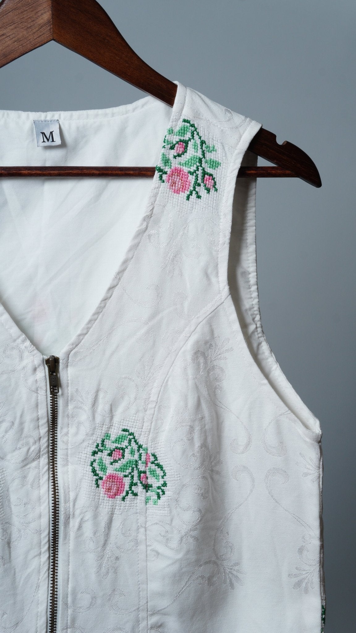 Upcycled Tablecloth Vest Size M - The Hellebore Shop
