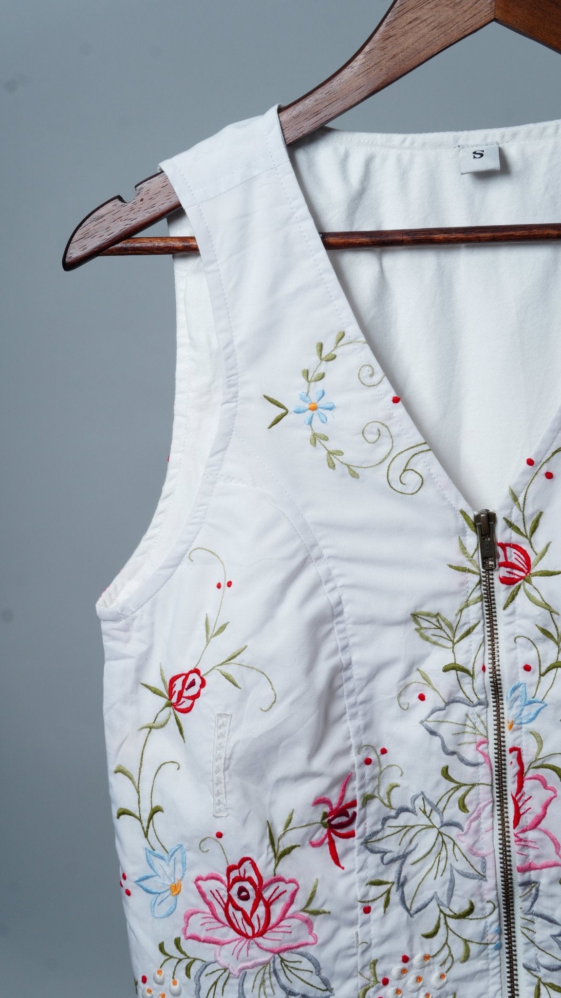 Upcycled Tablecloth Vest Size S - The Hellebore Shop