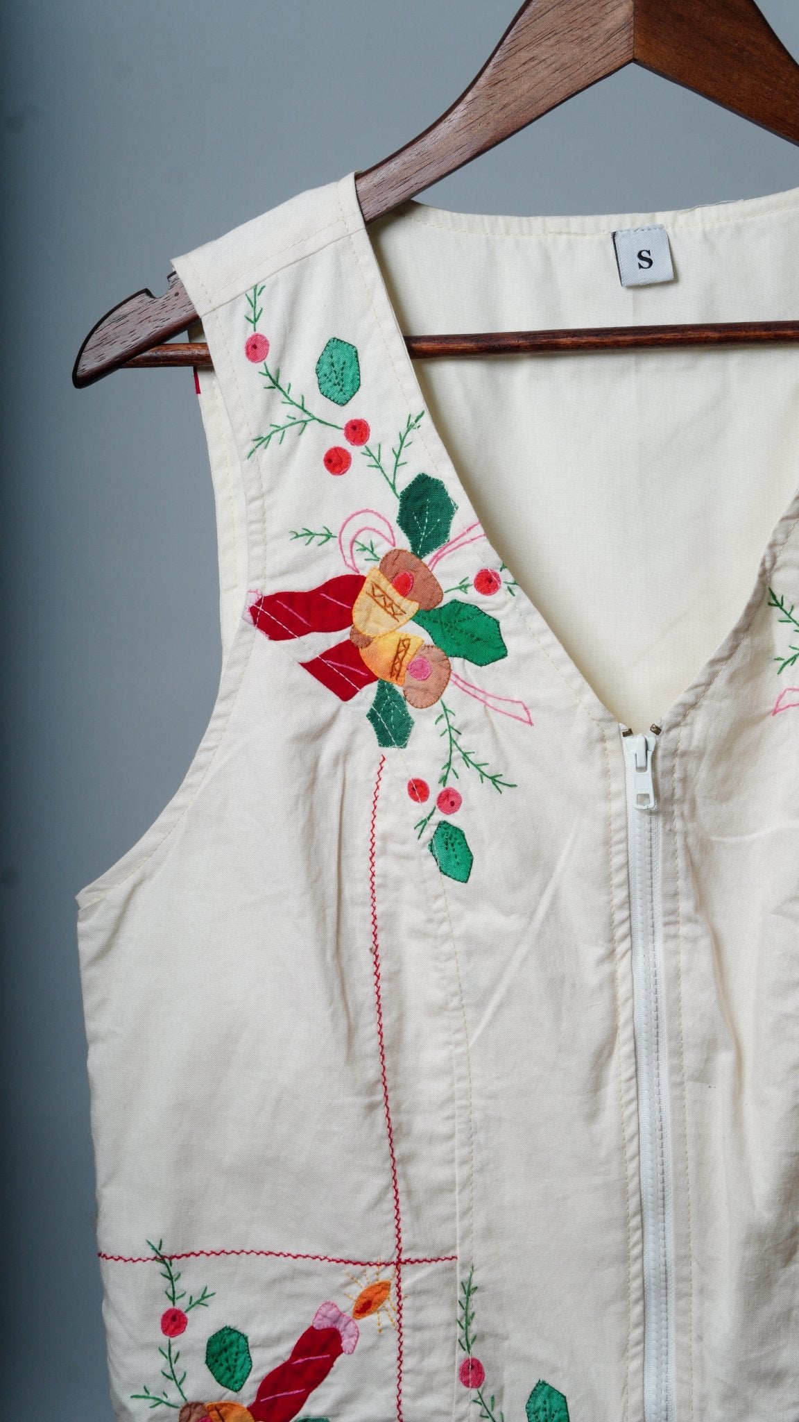 Upcycled Tablecloth Vest Size S - The Hellebore Shop