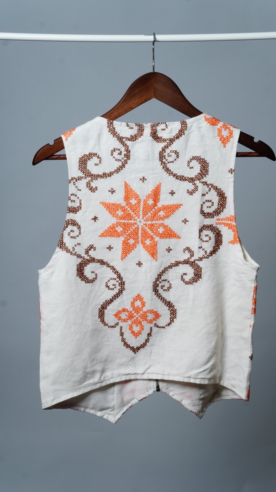 Upcycled Tablecloth Vest Size S - The Hellebore Shop