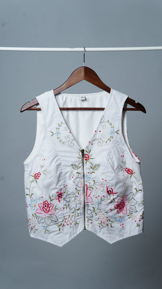 Upcycled Tablecloth Vest Size S - The Hellebore Shop