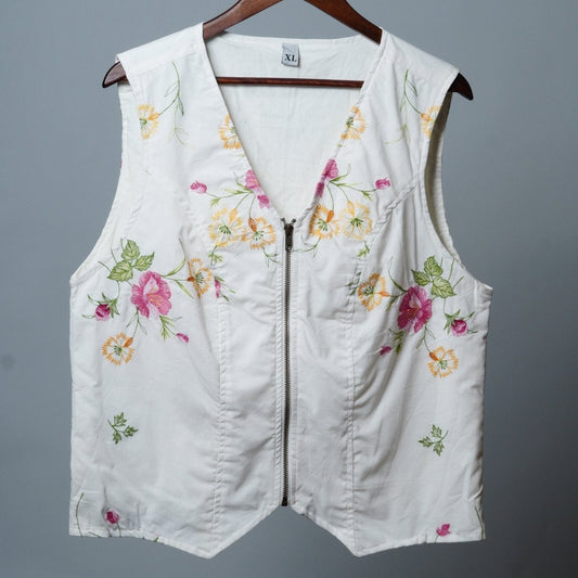 Upcycled Tablecloth Vest Size XL - The Hellebore Shop