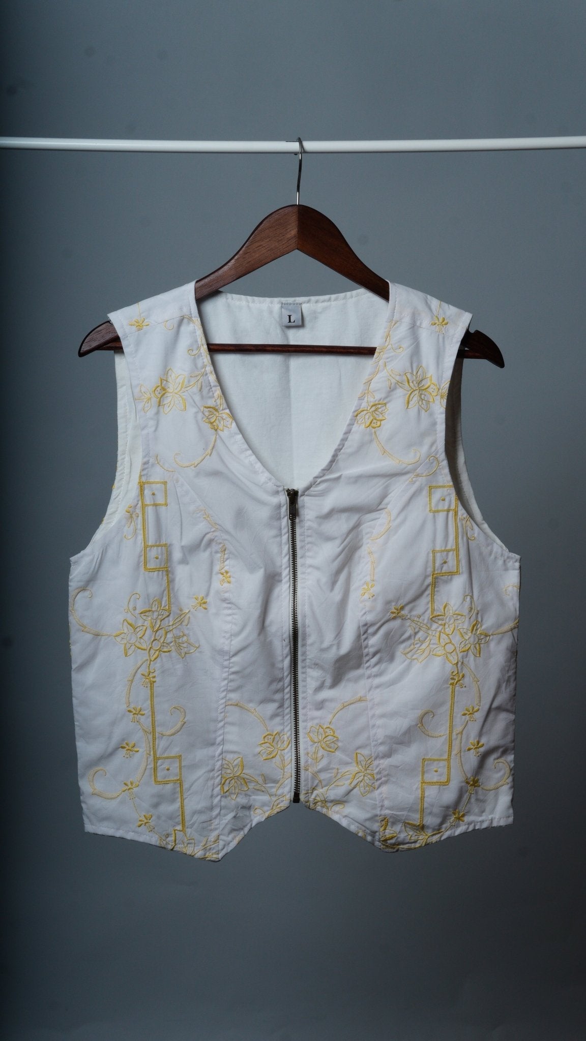Upcycled Tablecloth Vest Size XL - The Hellebore Shop
