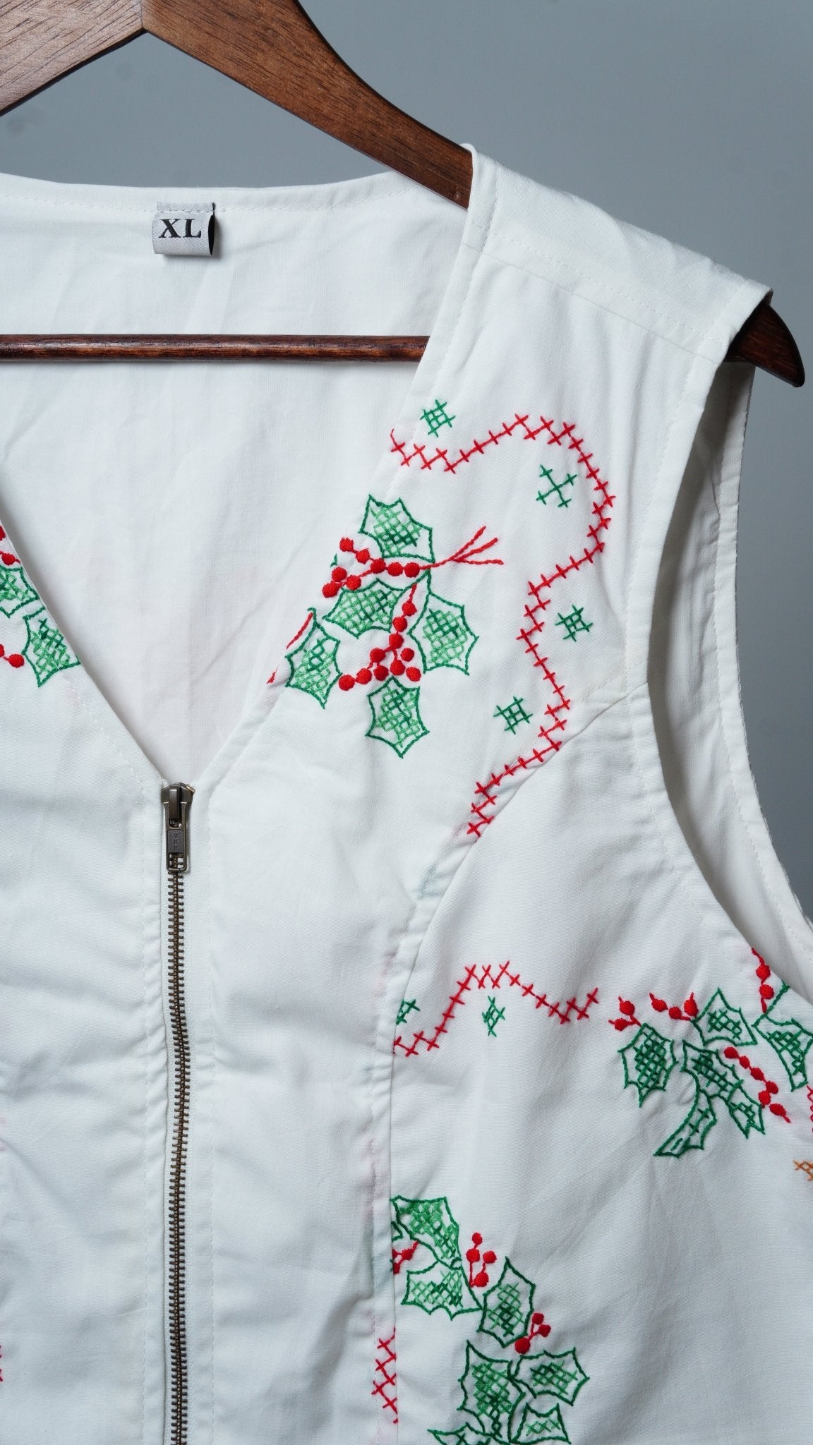Upcycled Tablecloth Vest Size XL - The Hellebore Shop