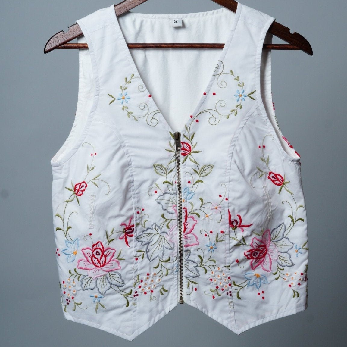 Upcycled Tablecloth Vest Size XL - The Hellebore Shop