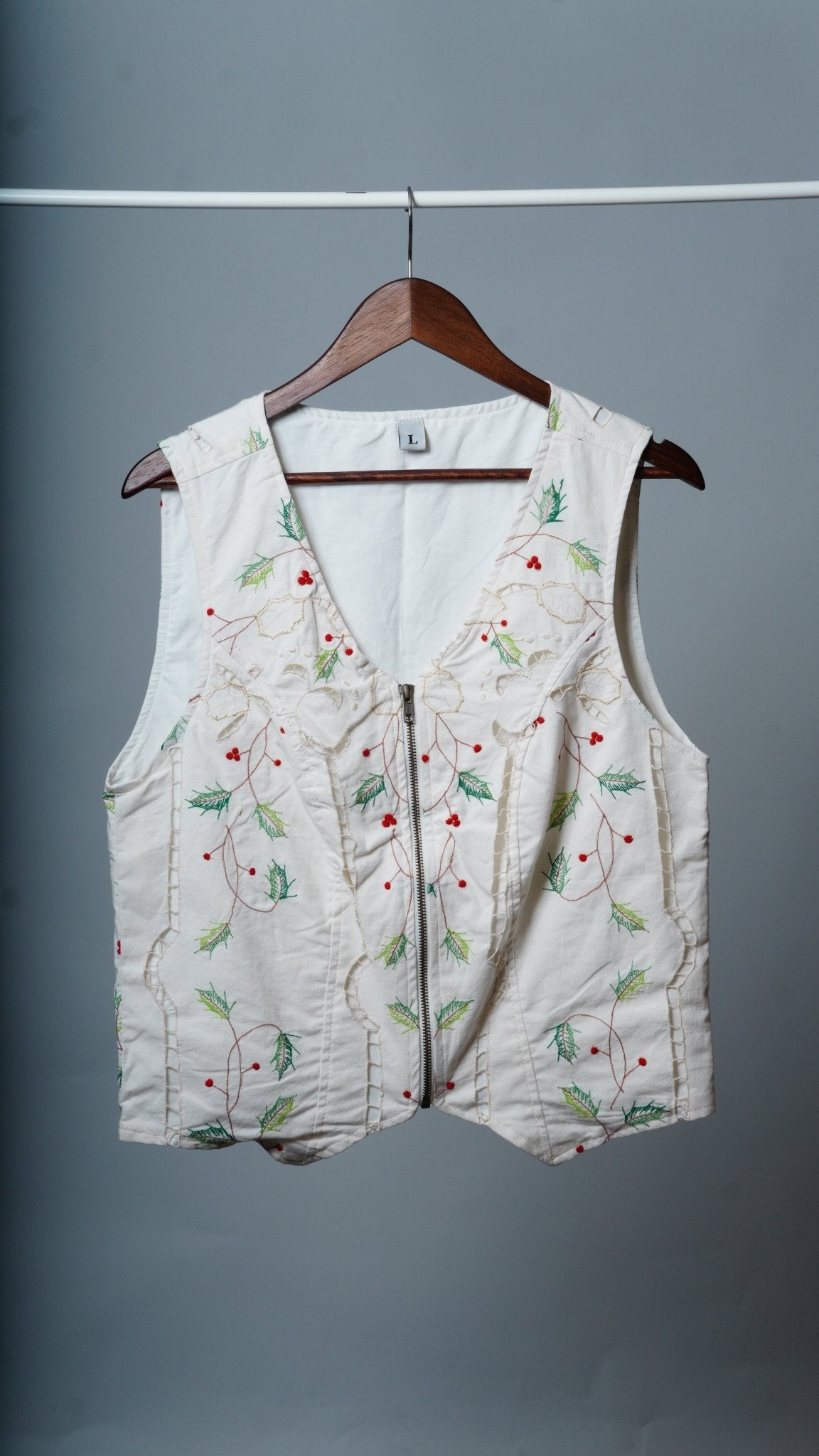 Upcycled Tablecloth Vest Size XL - The Hellebore Shop