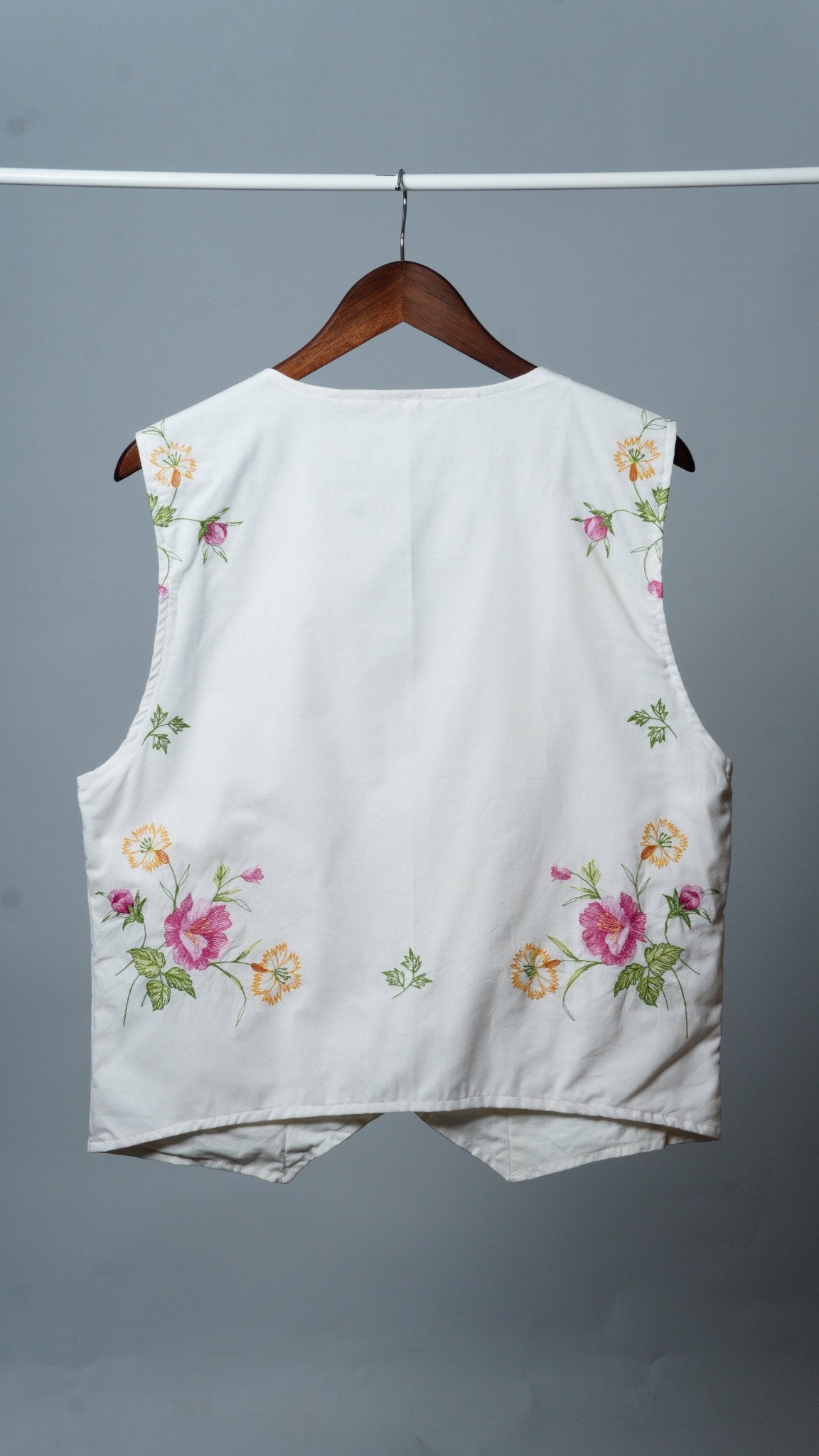 Upcycled Tablecloth Vest Size XL - The Hellebore Shop