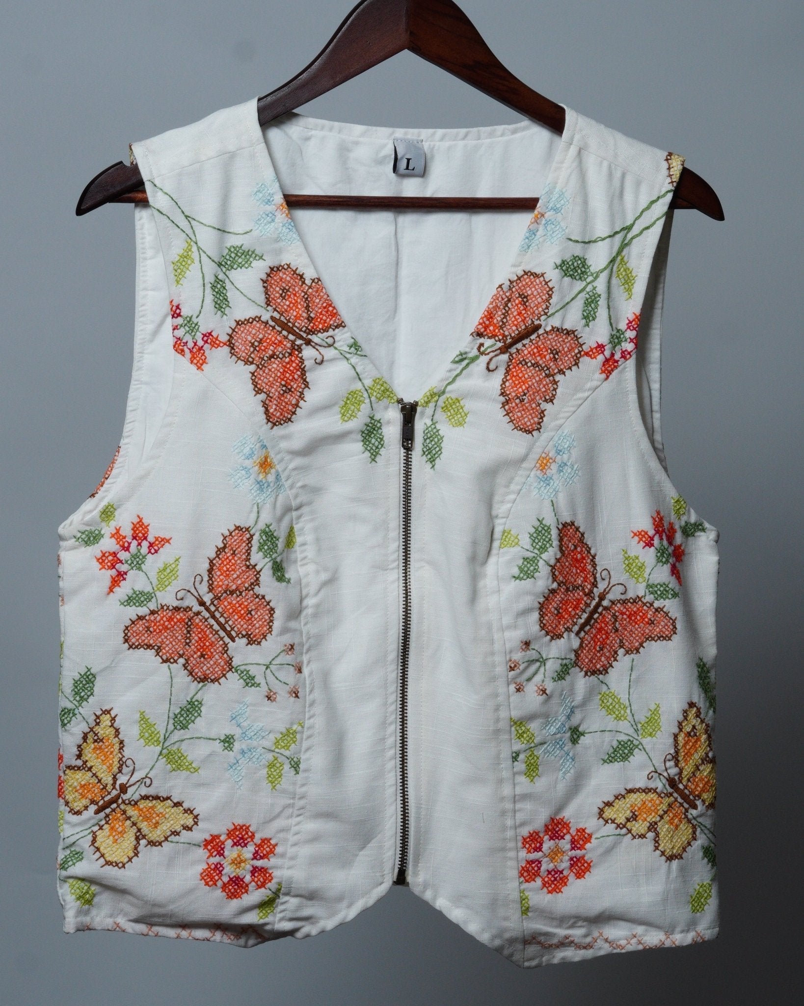 Upcycled Tablecloth Vest Size XL - The Hellebore Shop