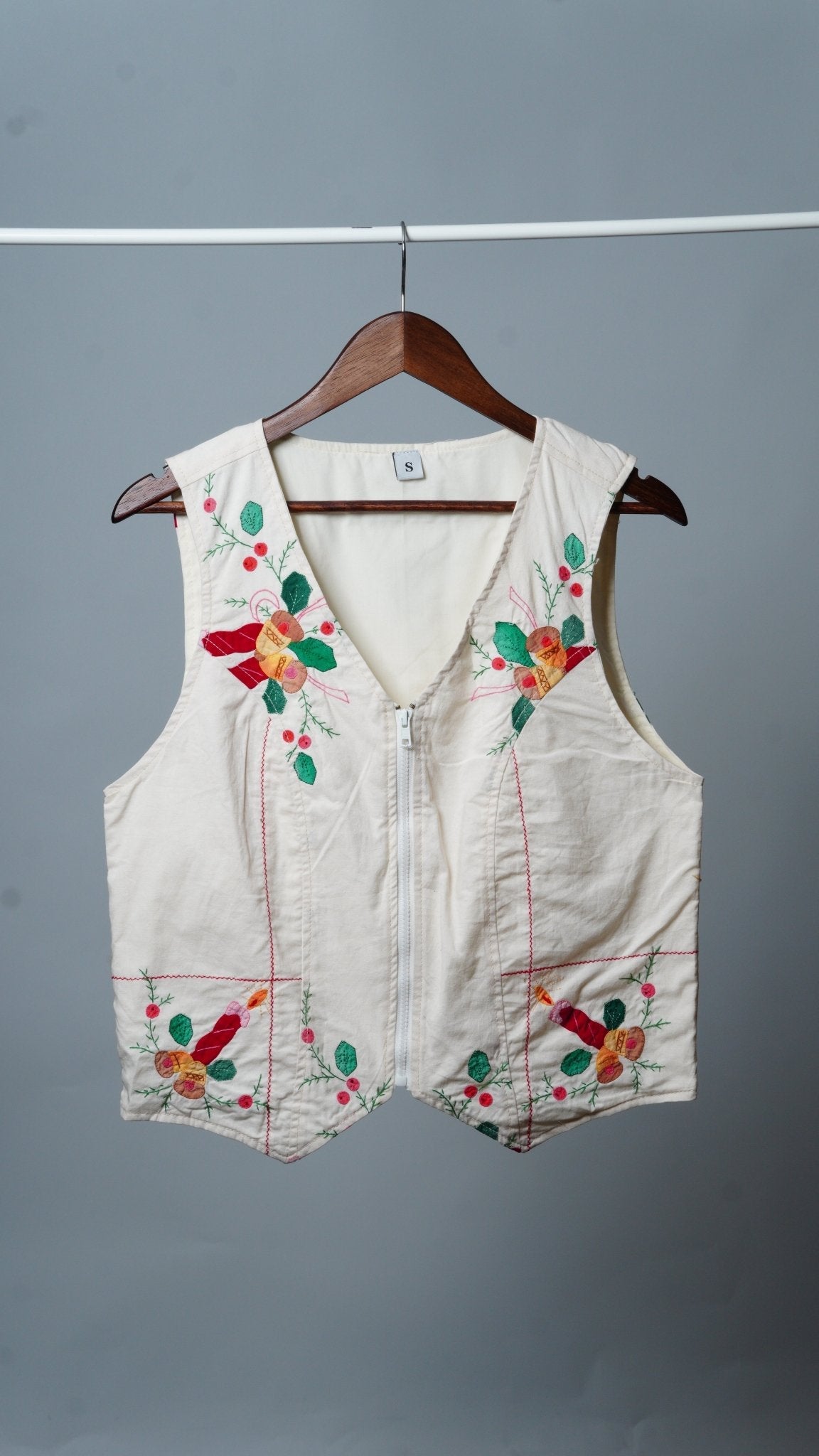 Upcycled Tablecloth Vest Size XL - The Hellebore Shop