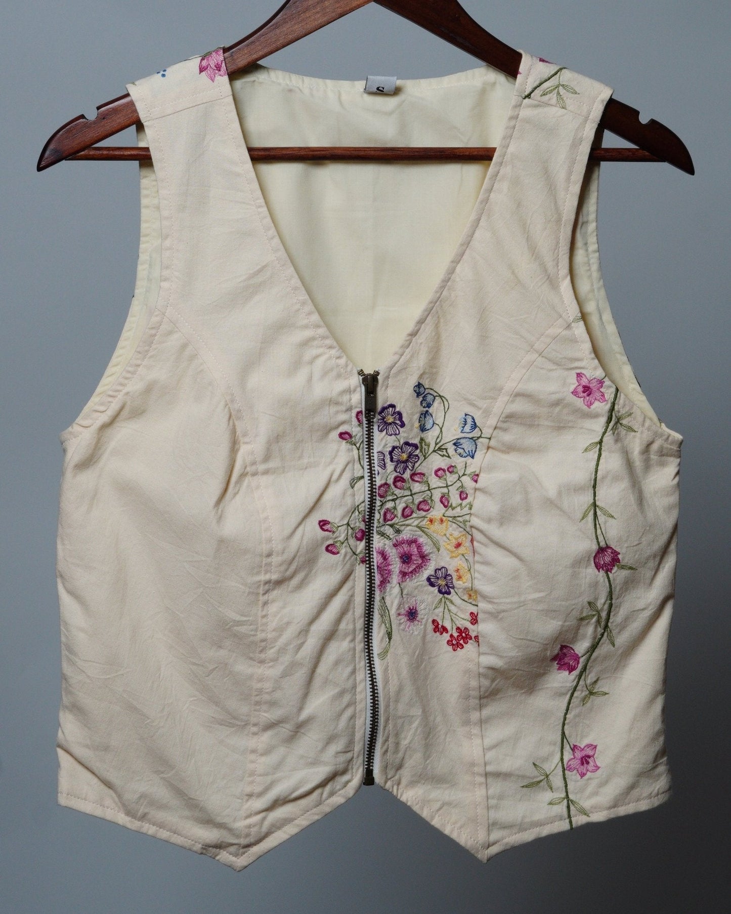 Upcycled Tablecloth Vest Size XL - The Hellebore Shop