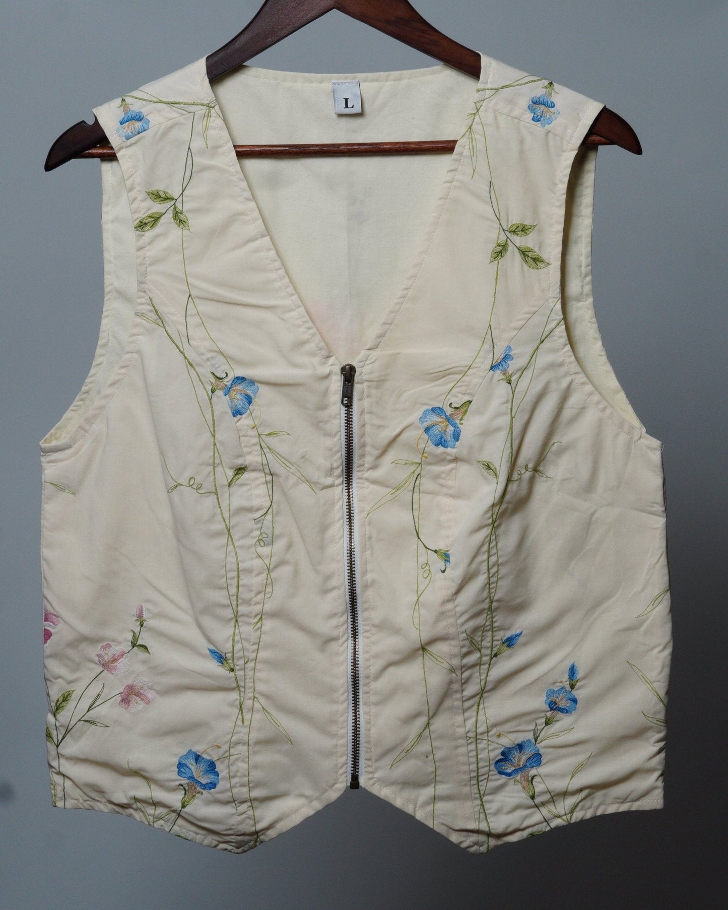Upcycled Tablecloth Vest Size XL - The Hellebore Shop