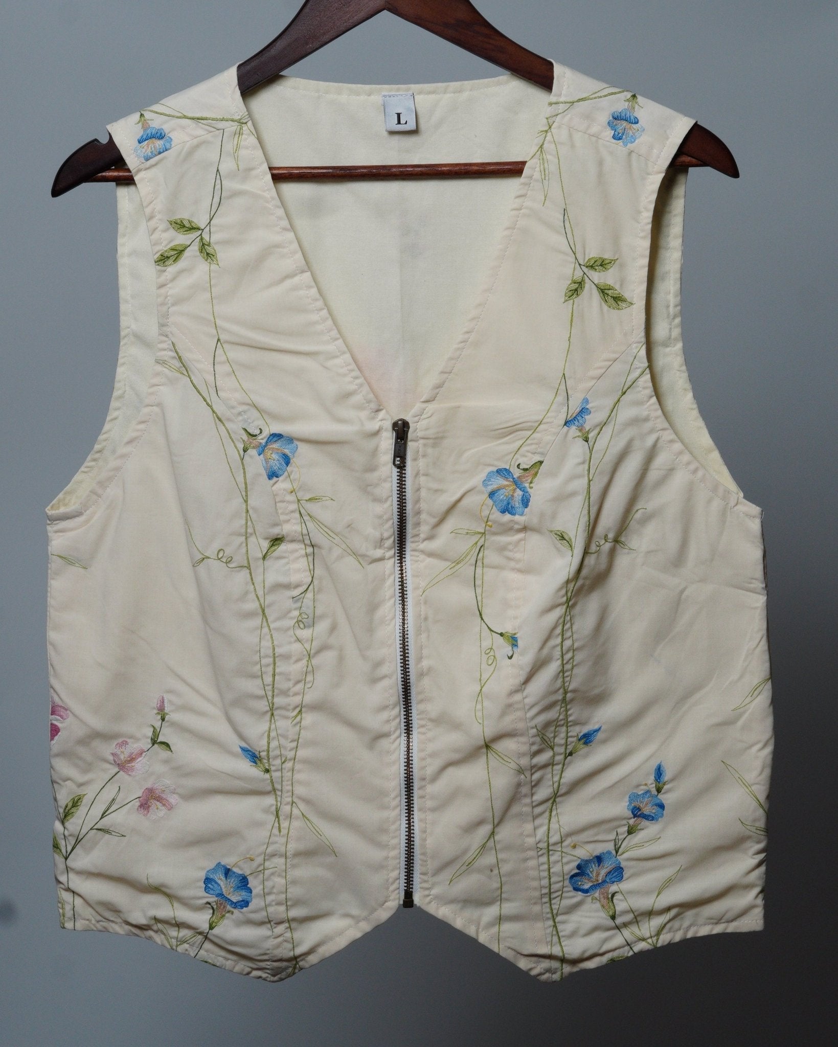 Upcycled Tablecloth Vest Size XL - The Hellebore Shop