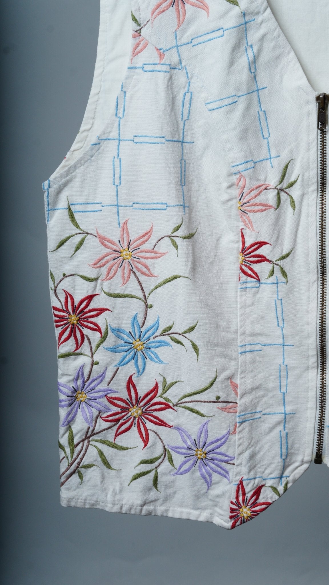 Upcycled Tablecloth Vest Size XL - The Hellebore Shop