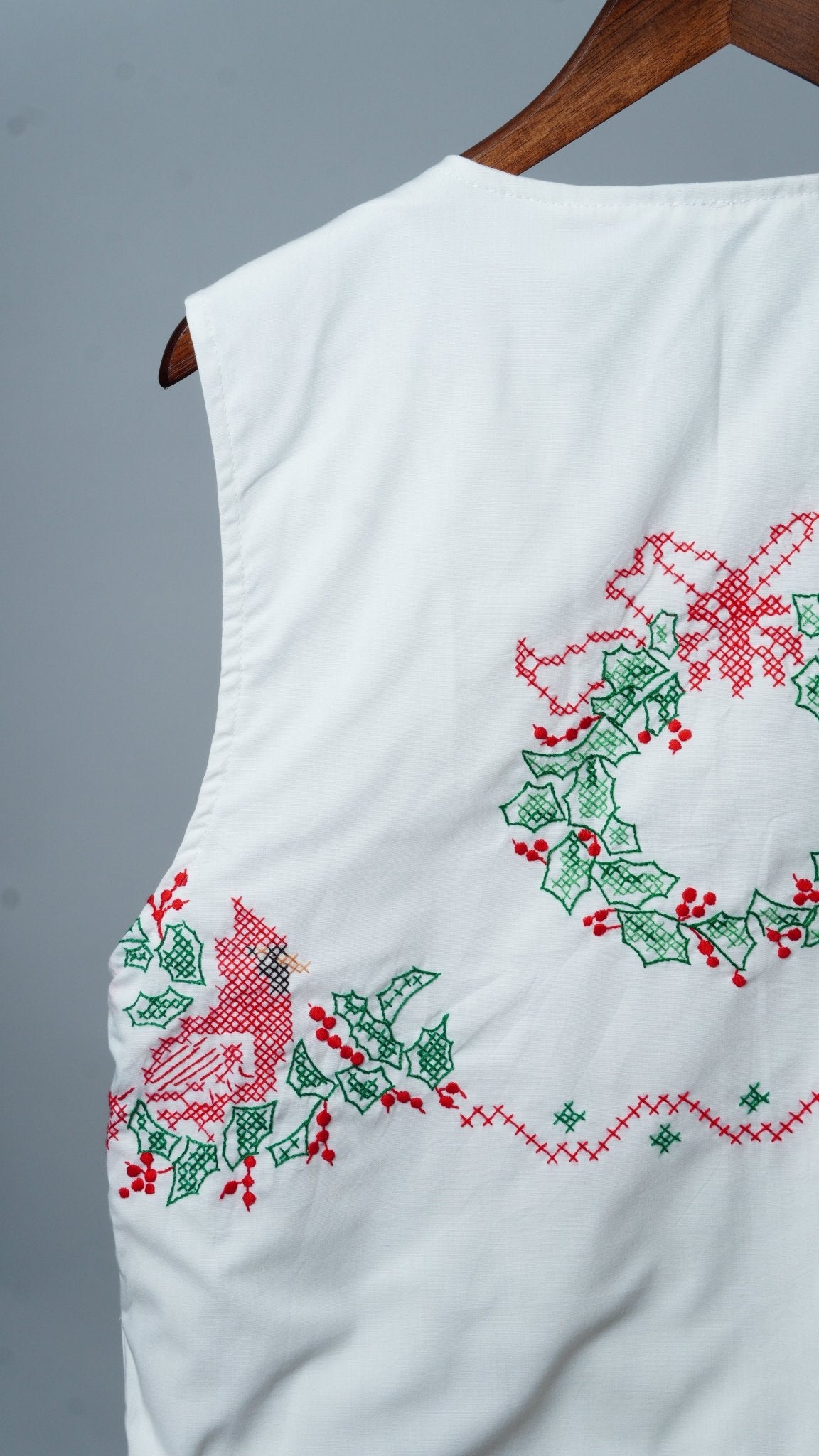 Upcycled Tablecloth Vest Size XL - The Hellebore Shop