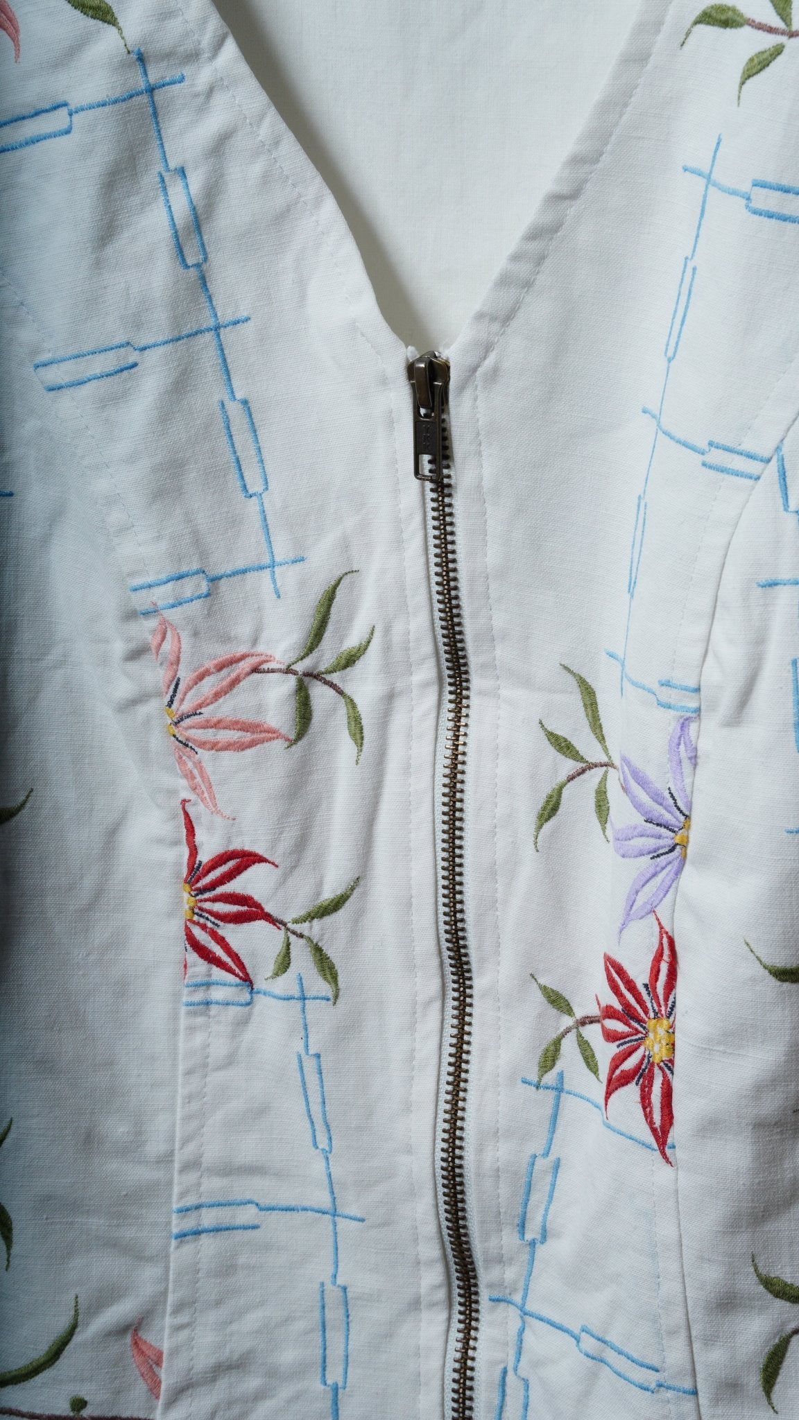 Upcycled Tablecloth Vest Size XL - The Hellebore Shop