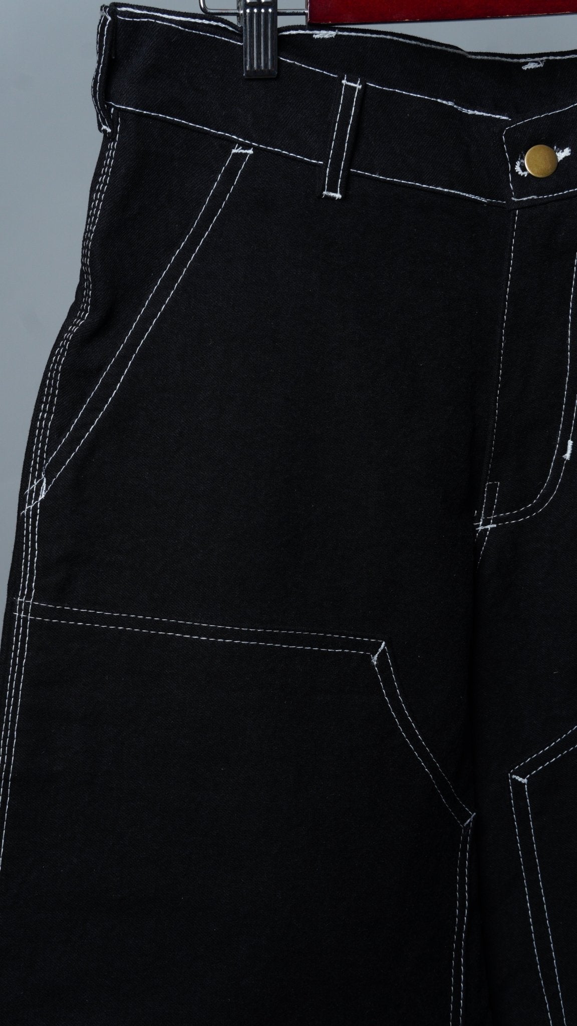 Wide Leg Reinforced Black High Rise Denim Jeans - The Hellebore Shop